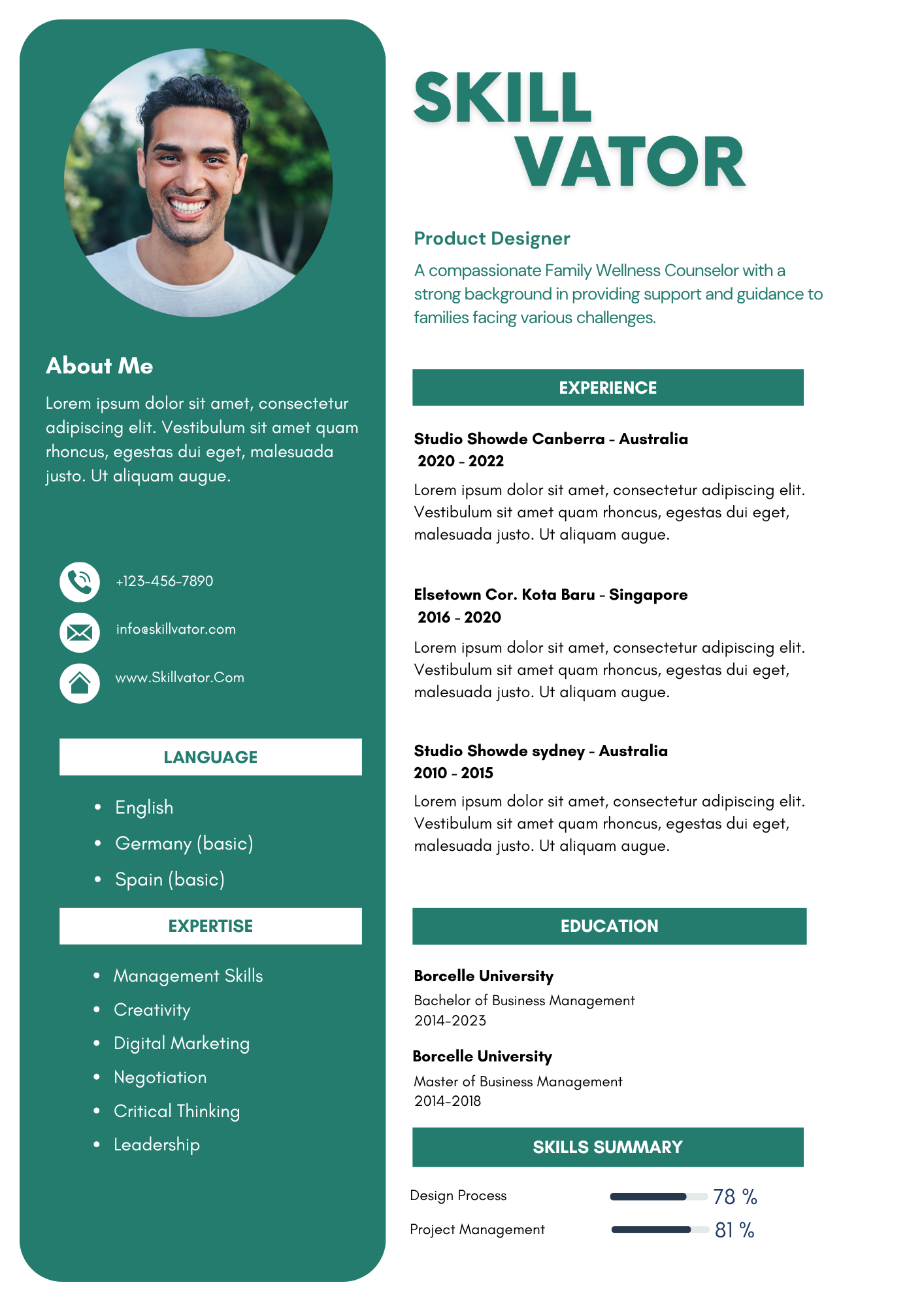 Green professional modern CV resume | Skillvator.com